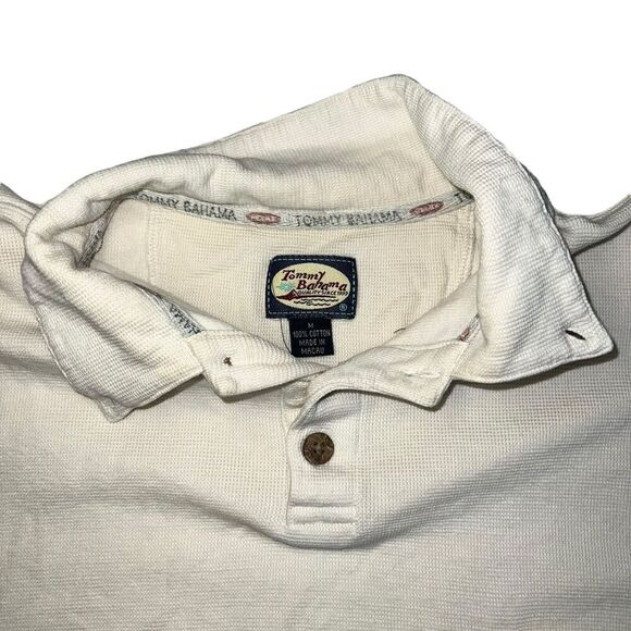 Tommy Bahama Polo Shirt Men's M White Ribbed Bungalow Brand Relax - Picture 3 of 7